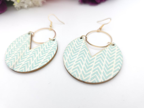 Preview: Große Holz Ohrringe Wood Muster